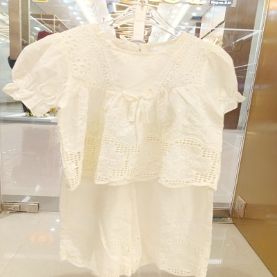 Off-White Schiffli Cutwork Embroidered Short
