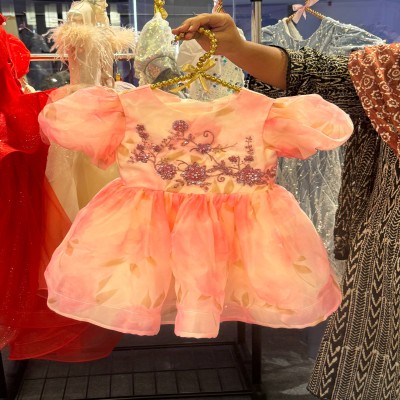 Dreamy Pink Floral Organza Frock