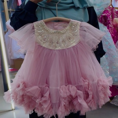 Girls Pink Luxury Sequin Pearl Embellished