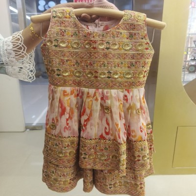 Heavy Embroidered Multi-Layered Kids Festive Frock