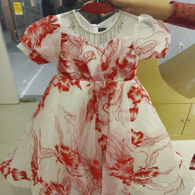 Crimson Bloom Jeweled Organza Gown