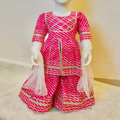 Pink Leheriya Gota Patti Sharara Set