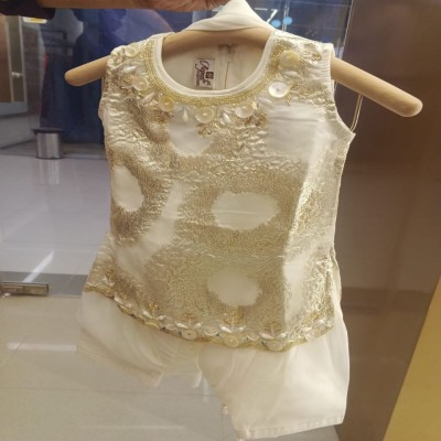 Elegant Baby Girl Ivory & Gold Embroidered Party Dress