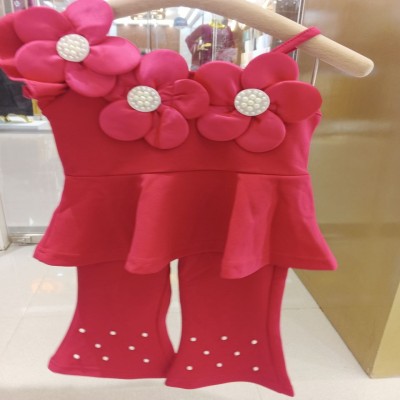 Bright Hot Pink 3D Floral Peplum Top & Pearl-Embellished