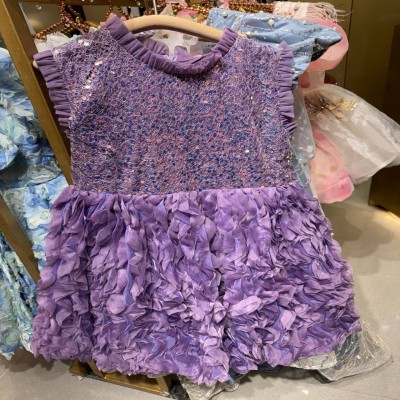 Girls' Enchanted Lavender Sparkle Petal Dress