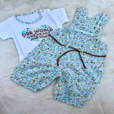 Baby Girl Floral Romper + White Tee Set