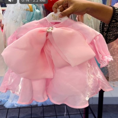 Baby Pink Shemario Organza Frock