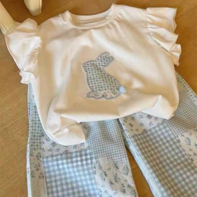 Girls' Pastel Bunny Patchwork Set