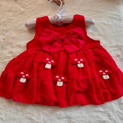Red Mushroom Magic Tiered Dress for Girls
