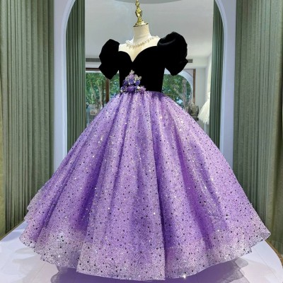 Lavender Princess Glitter Ball Gown Dress for Girls