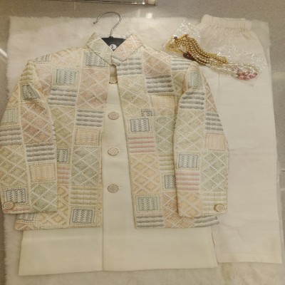 Pastel Patchwork Embroidered Sherwani Set