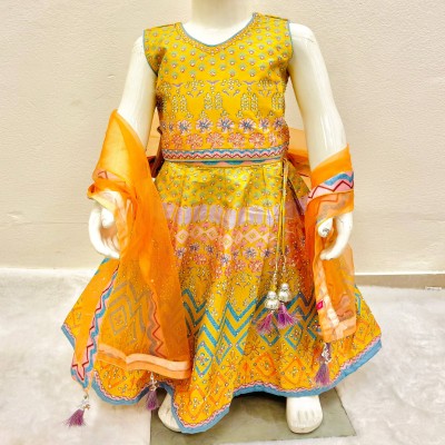 Sunshine Yellow Handwork Kids Lehenga