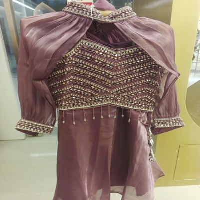 Royal Amethyst Mirror-Work Ethnic Set