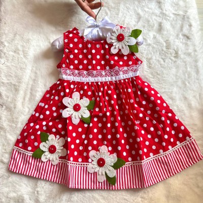 Bright Red Polka Dot Baby Girl Party Frock