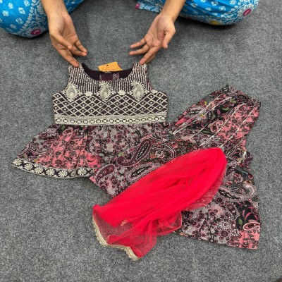 Kid's Paisley Print  Peplum Sharara