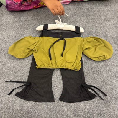 Girls' Olive & Black Off-Shoulder Co-ord