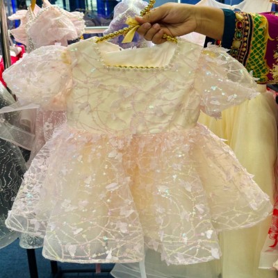 Pastel Pink and Ivory Butterfly Net Frock