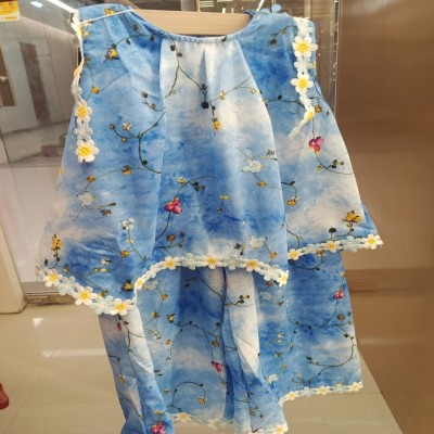 Girls' Floral Cloud Print Layered Dress