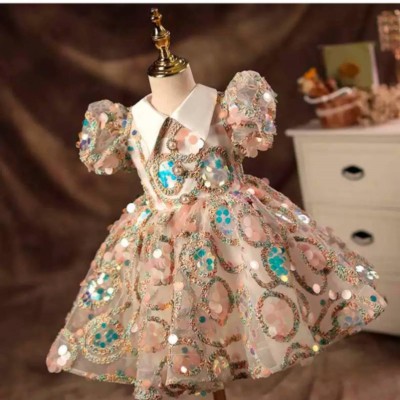 Pastel Sequin & Suti Work Net Dress