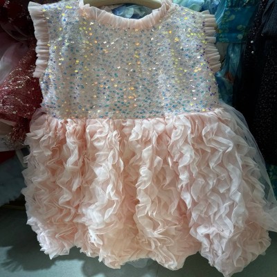 Girls Iridescent Sequin Ruffled Tutu Dress