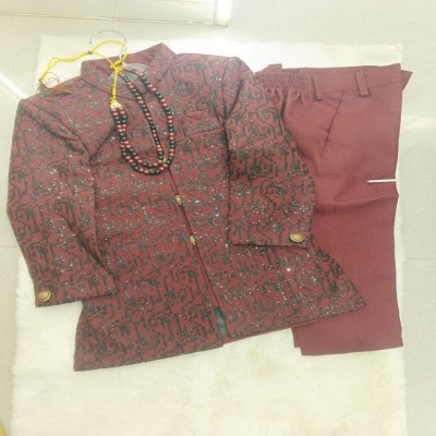 Maroon Sequin Embroidered Indo-Western Sherwani Set