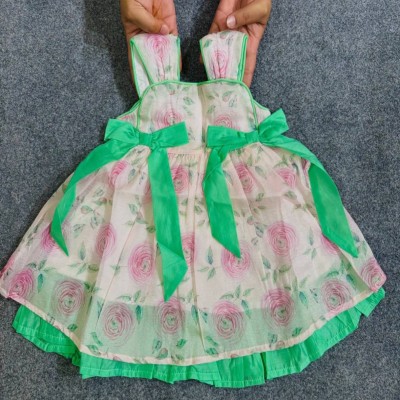 Elegant Sleeveless Cotton Lined Floral Baby Frock