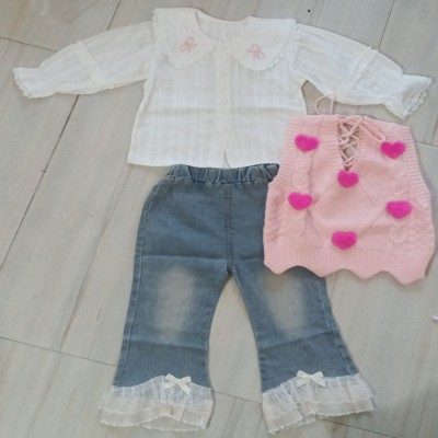 3-Piece Outfit Set with Peter Pan Collar Blouse