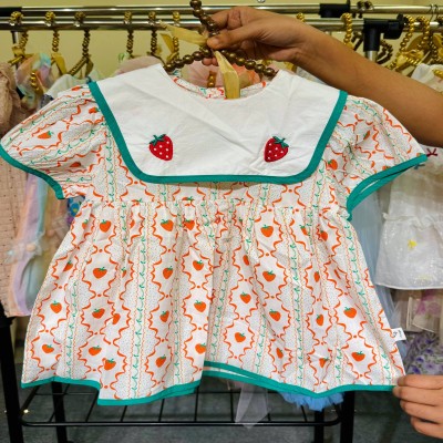  Retro Strawberry Embroidery Dress  