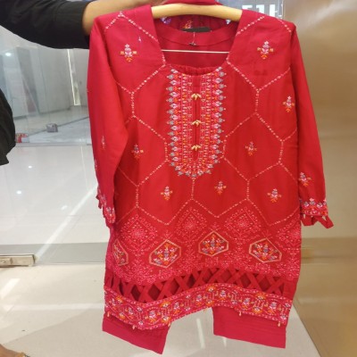 Premium Red Embroidered 2 Piece Salwar Kameez Set