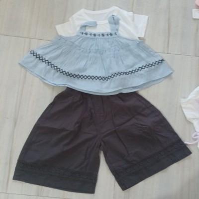 3-Piece Layered Outfit Set with Embroidered Top