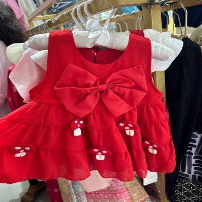 Red Tiered Mushroom Appliqué with Big Bow