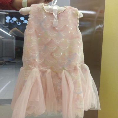 Girls Pastel Pink Sequin & Pearl Embellished Tulle Party Dress