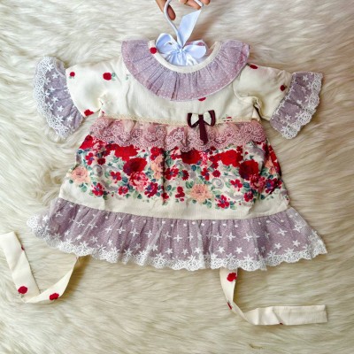 Handmade Floral Victorian Doll Dress 