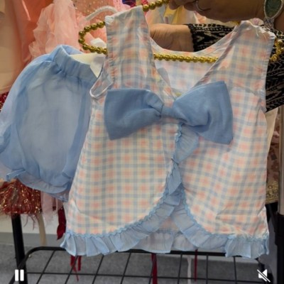 Pastel Gingham Bow Top & Puffy Bloomer Set