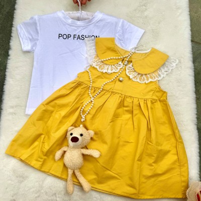 Little Lady Yellow Lace Collar Dress Set