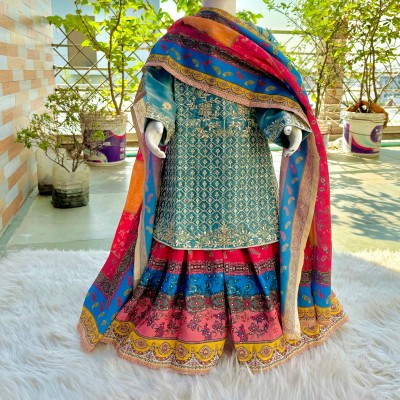 Luxurious Teal Handwork Kurta  Set