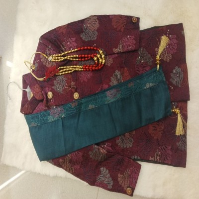 Wine Red Floral Embroidered Sherwani