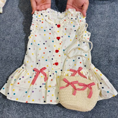 Girls Colorful Polka Dot Ruffle Dress