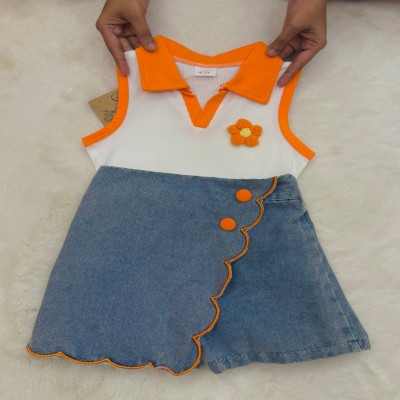Toddler Girl Orange Denim Set