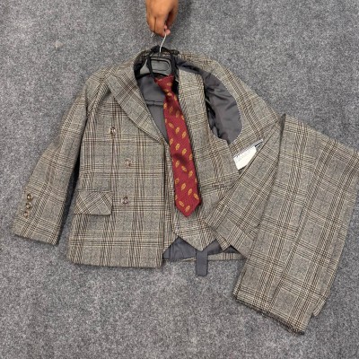 Boys' Plaid Tuxedo Suit Set  