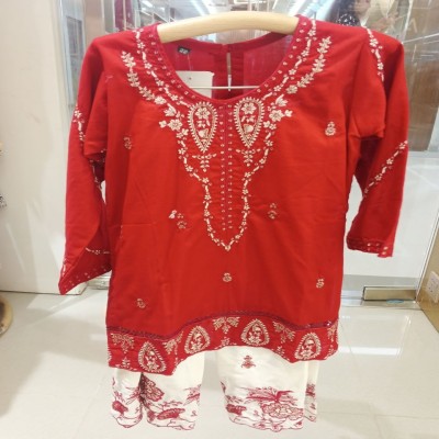 Crimson Red Embroidered Chikankari Kurti