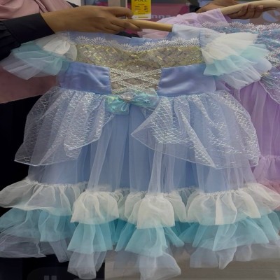 Girls Mermaid Princess Layered with Gold Sequin Bodice