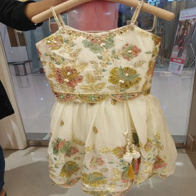 Ethereal Cream Floral Embroidered 2-Piece Lehenga Choli Set