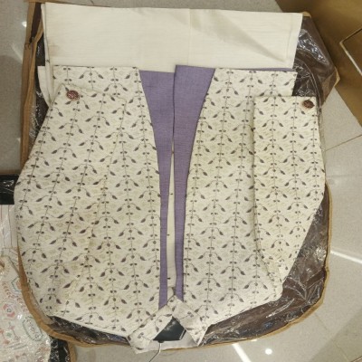 Cream & Lavender Floral Leaf Embroidered Sherwani