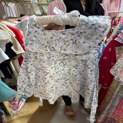 White Floral Print Square Neck Puff Sleeve Dress