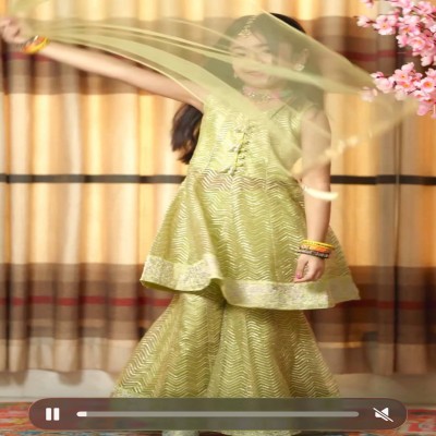 Pistachio Green Foil Print Peplum Lehenga Choli with Dupatta