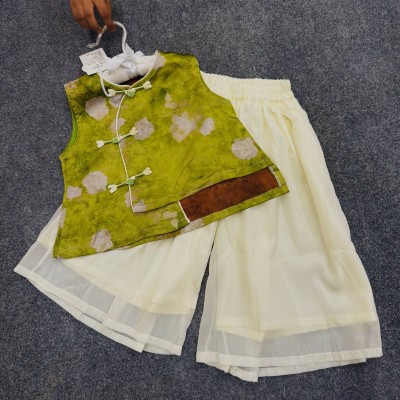 Girls' Floral Cheongsam Palazzo Set