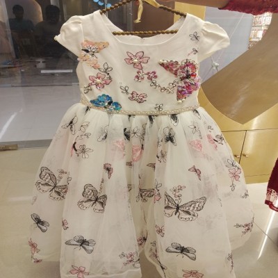 White Butterfly Garden Sequined Gown