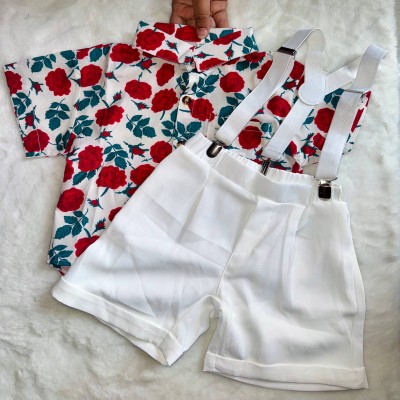 Baby Boy Red Rose Formal Suspender Set 