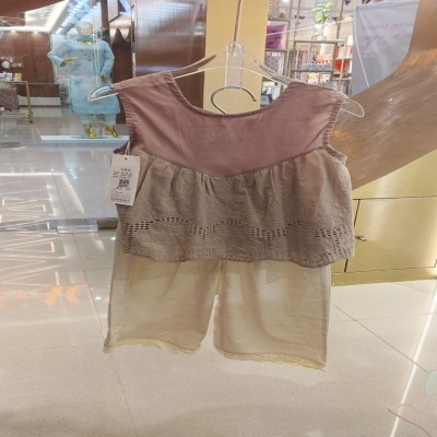 Two-Piece Embroidered Sleeveless Top & Wide-Leg